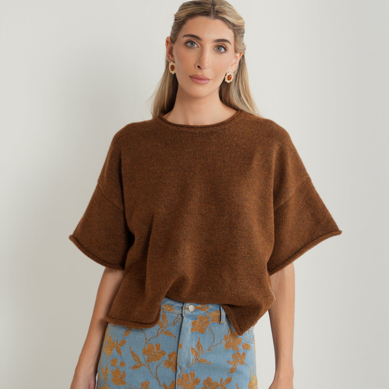 Oversized Three Quarter Soft Knit Sweater