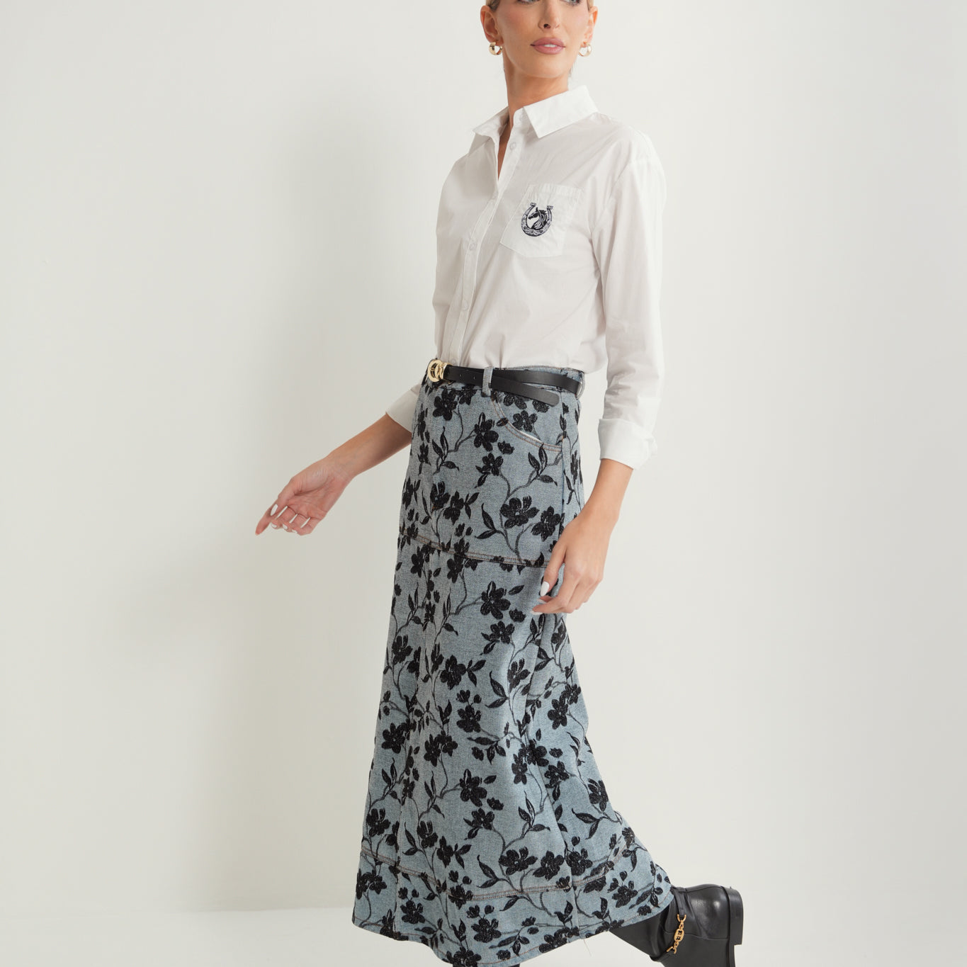 Denim Flare Skirt