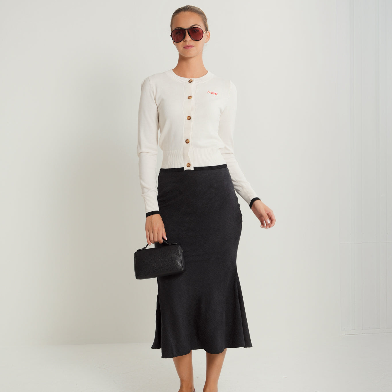 Cropped Cardigan w/ Contrast