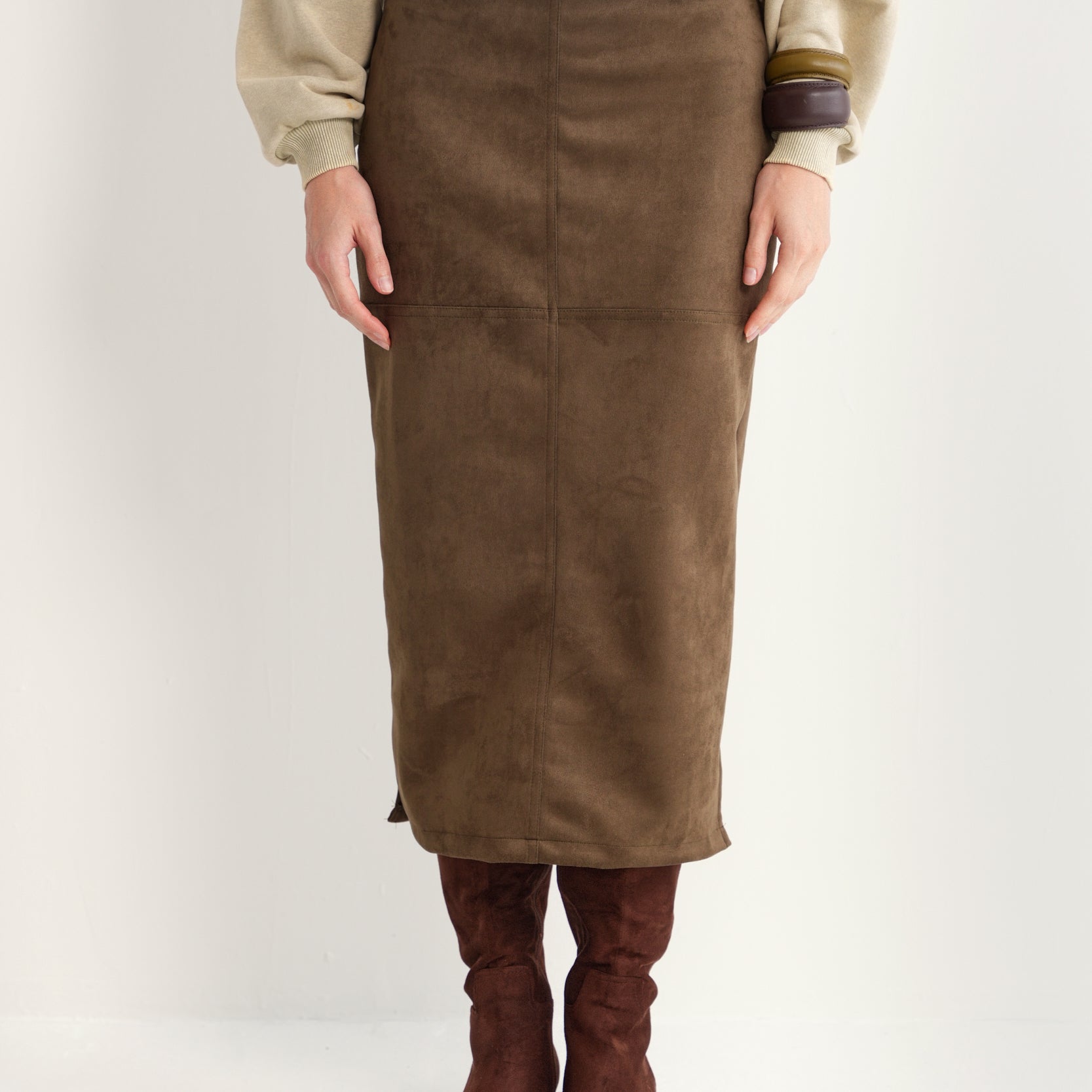 Suede Straight Skirt