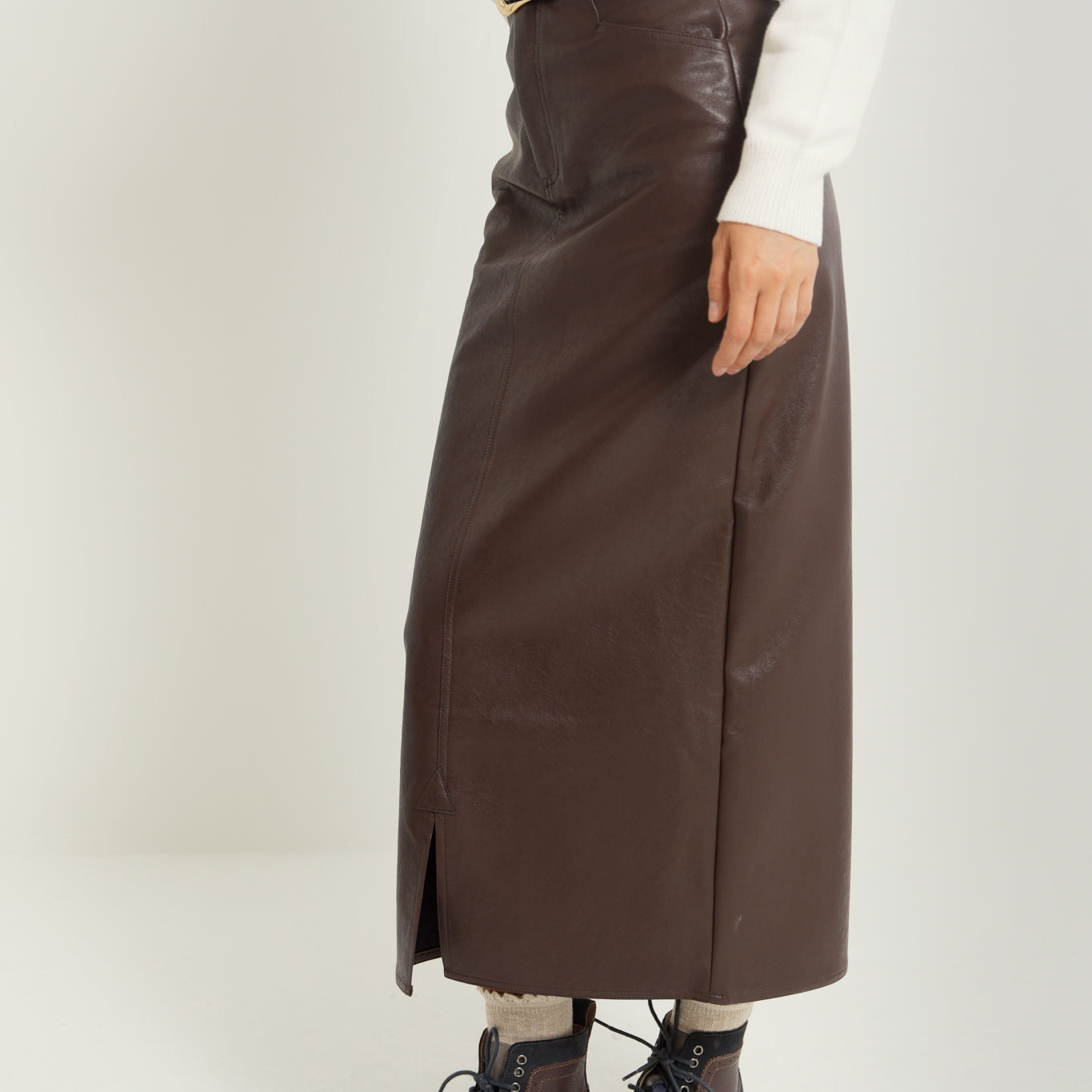Leather Skirt with Slit