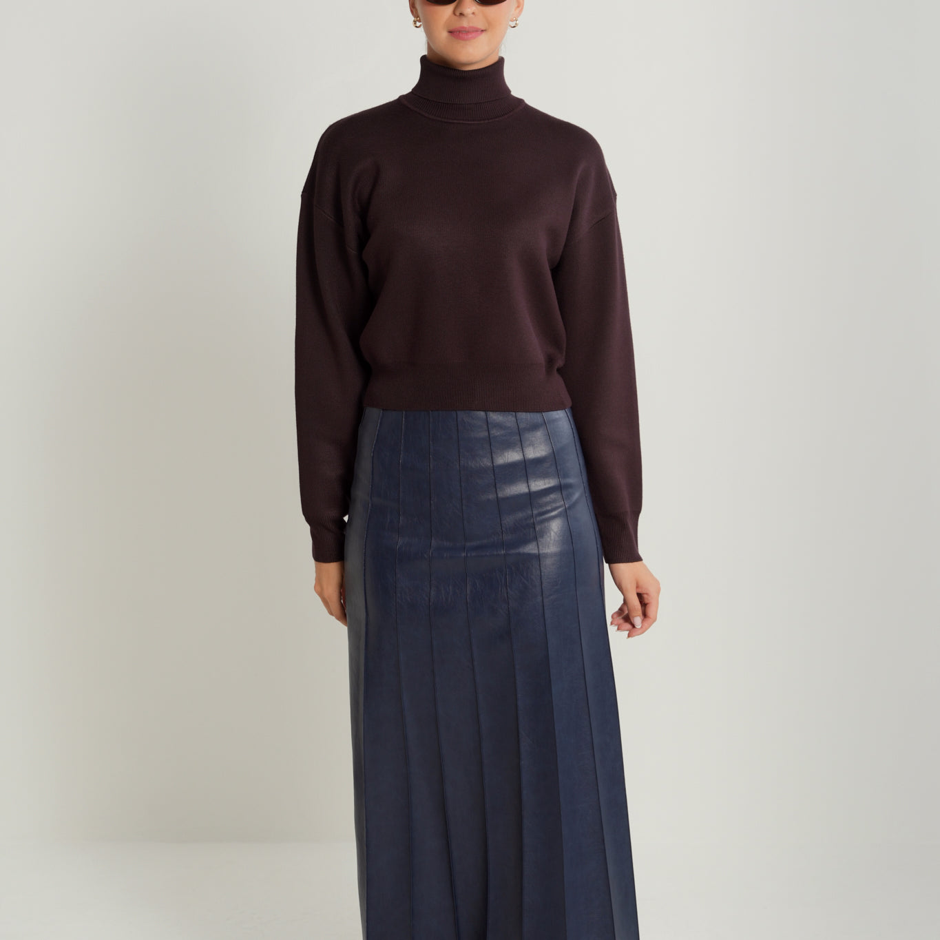 Panel Leather Skirt