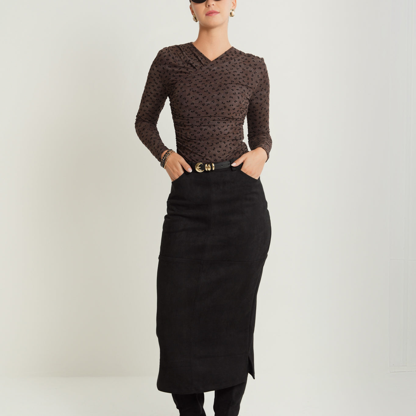 Suede Straight Skirt
