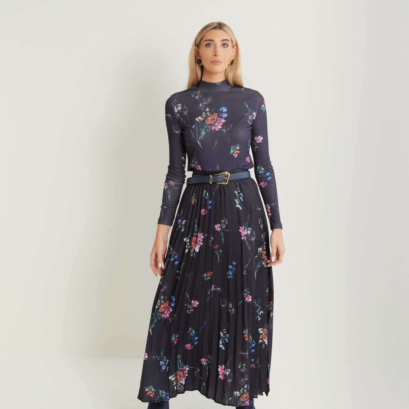 Printed Pleated Skirt