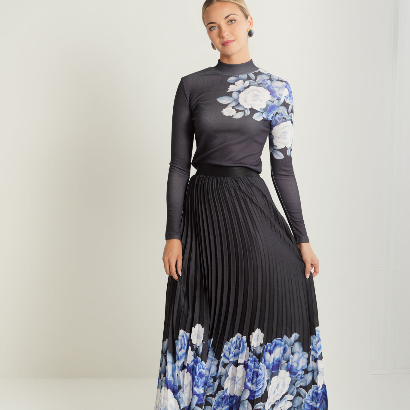 Printed Pleated Skirt