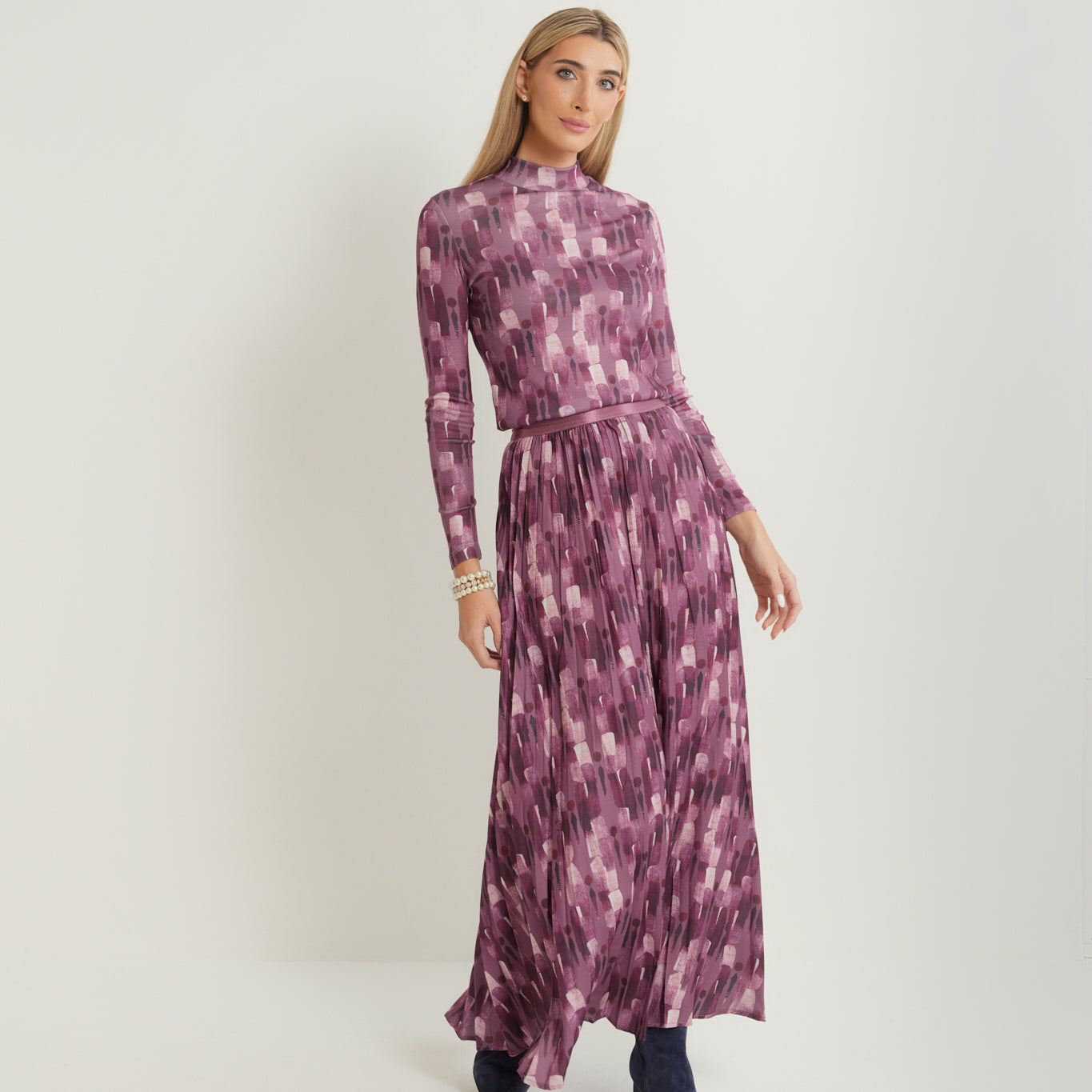 Printed Mock Neck Top