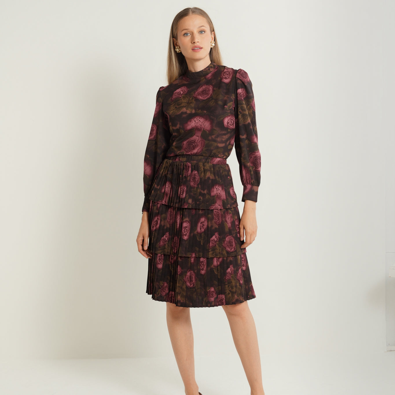 Three Tiered Pleated Skirt