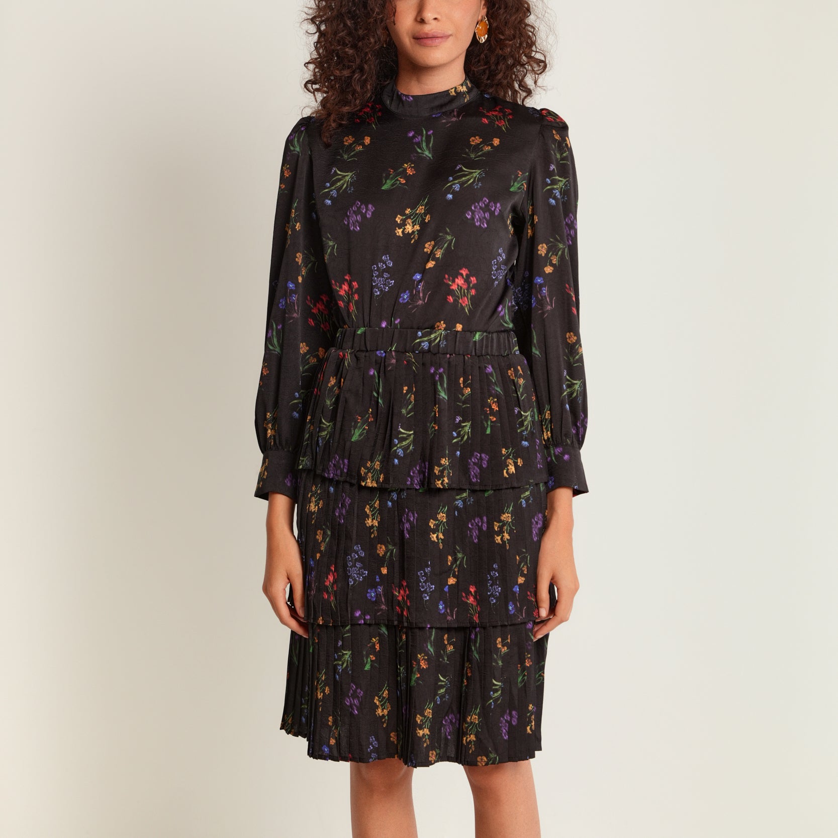 Three Tiered Pleated Skirt
