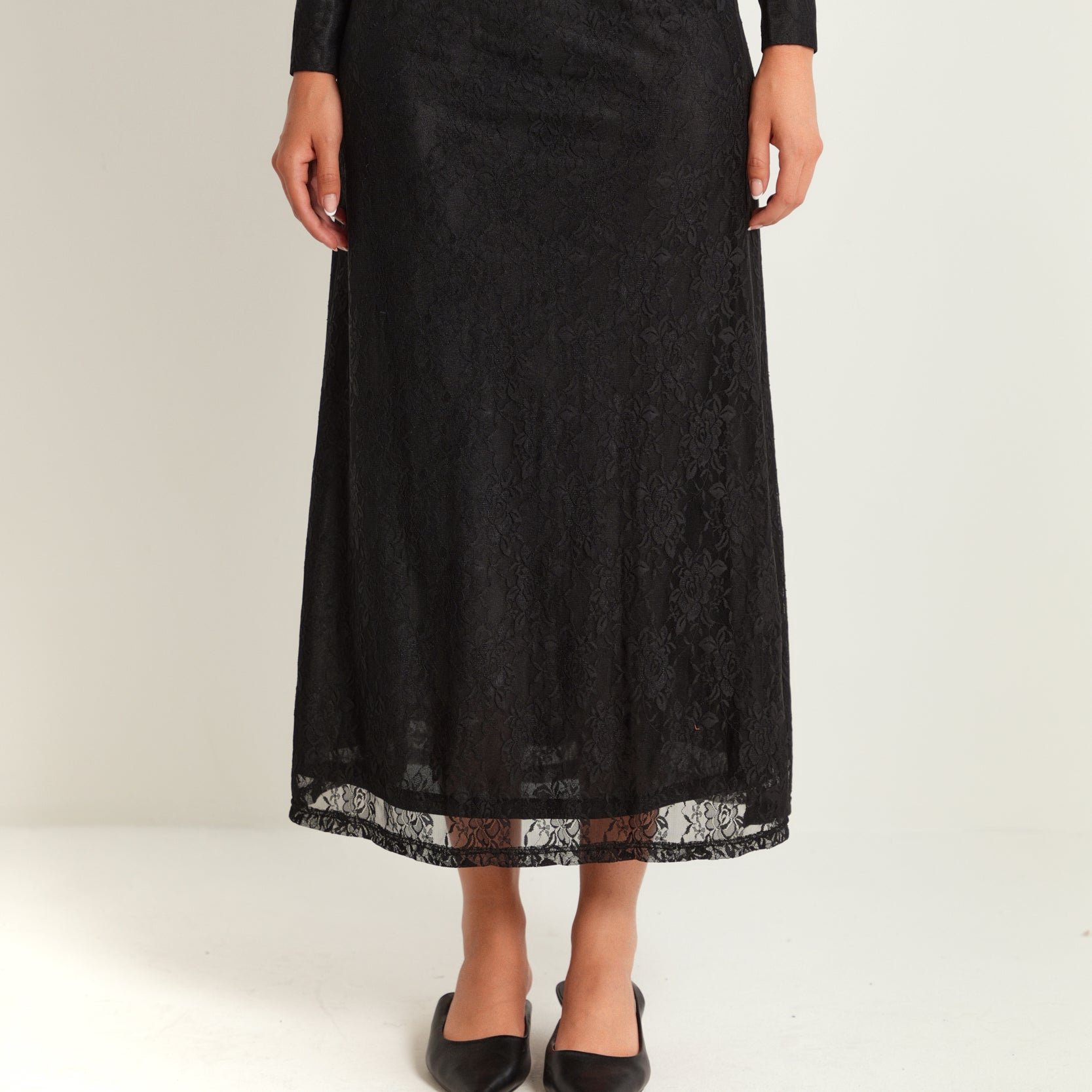 Yoke Ruching Slip Skirt