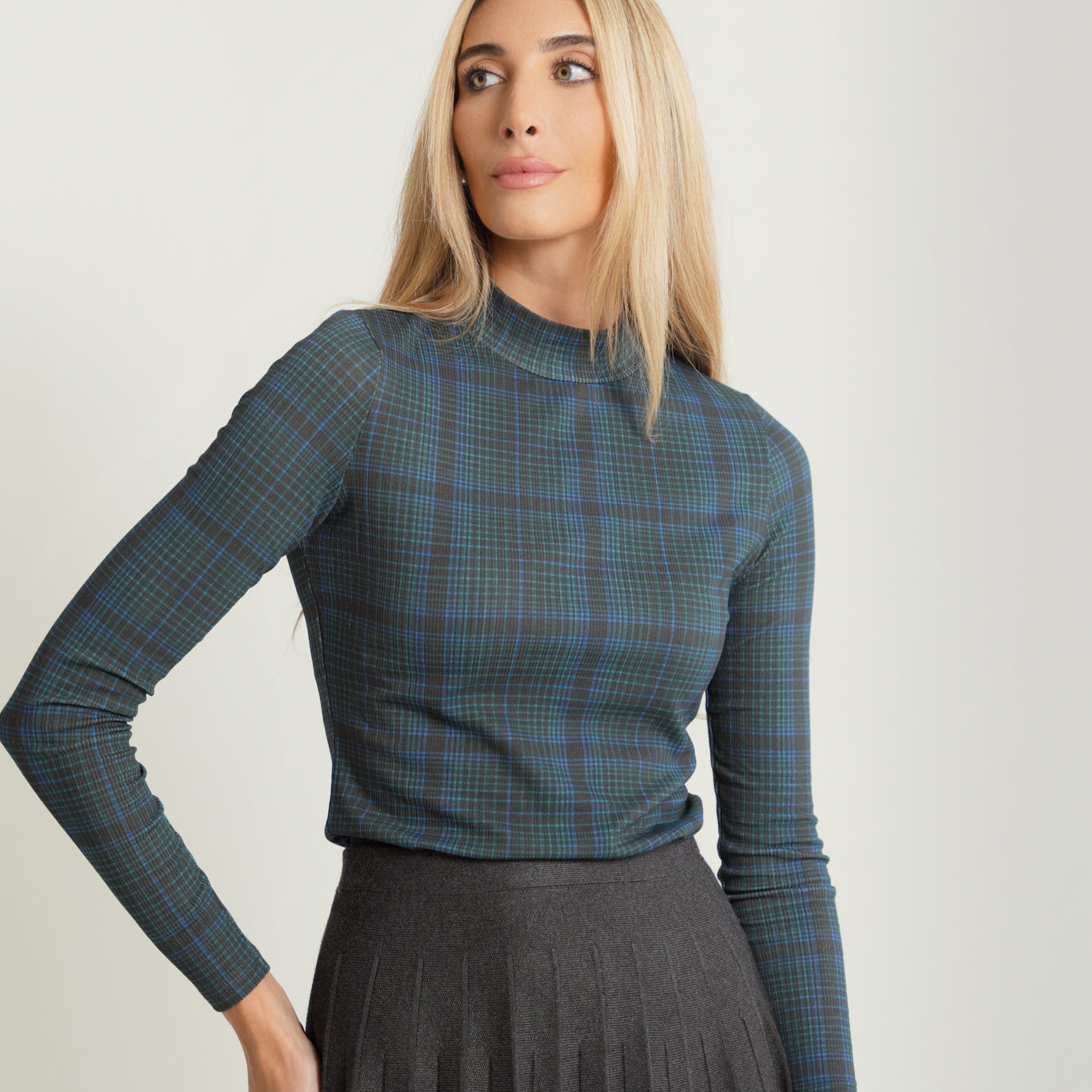 Printed Mock Neck Top