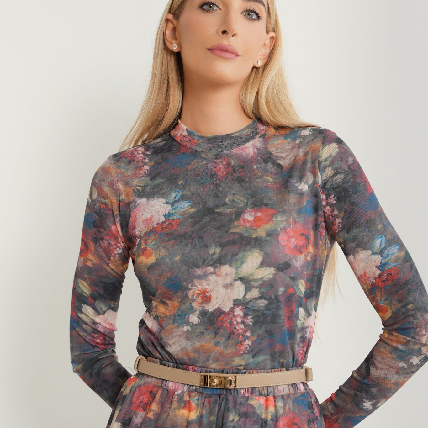 Mesh Mock Neck Top