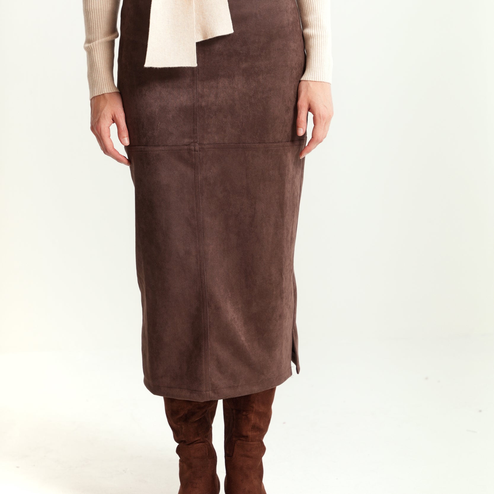 Suede Straight Skirt