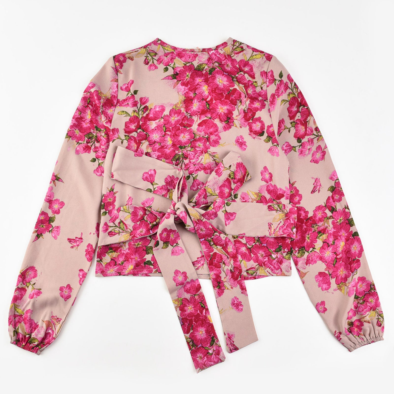 Print Satin Wrap Top