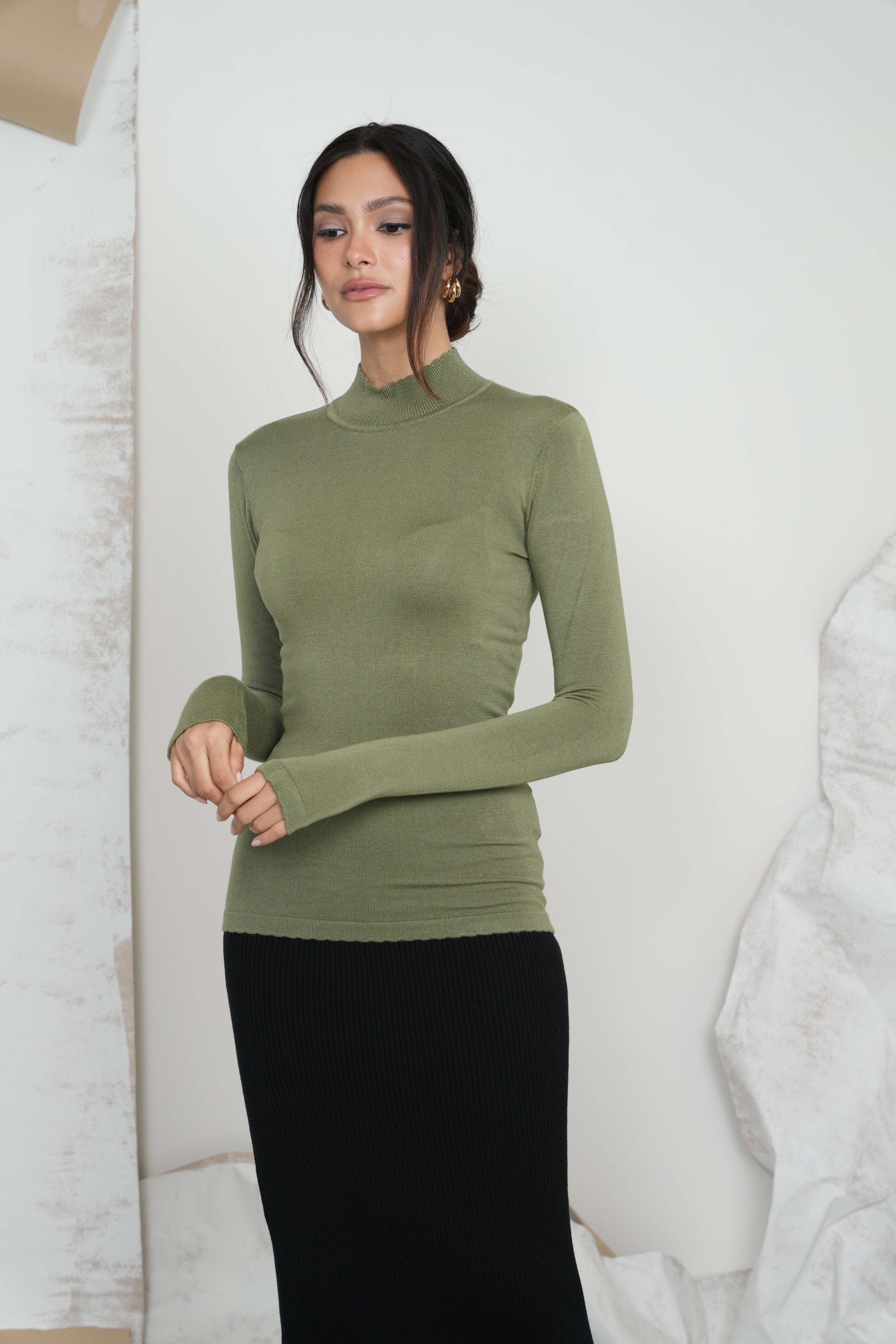 knit mock neck top