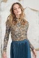 Print Rib Mock Neck