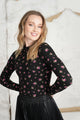 Print Rib Mock Neck