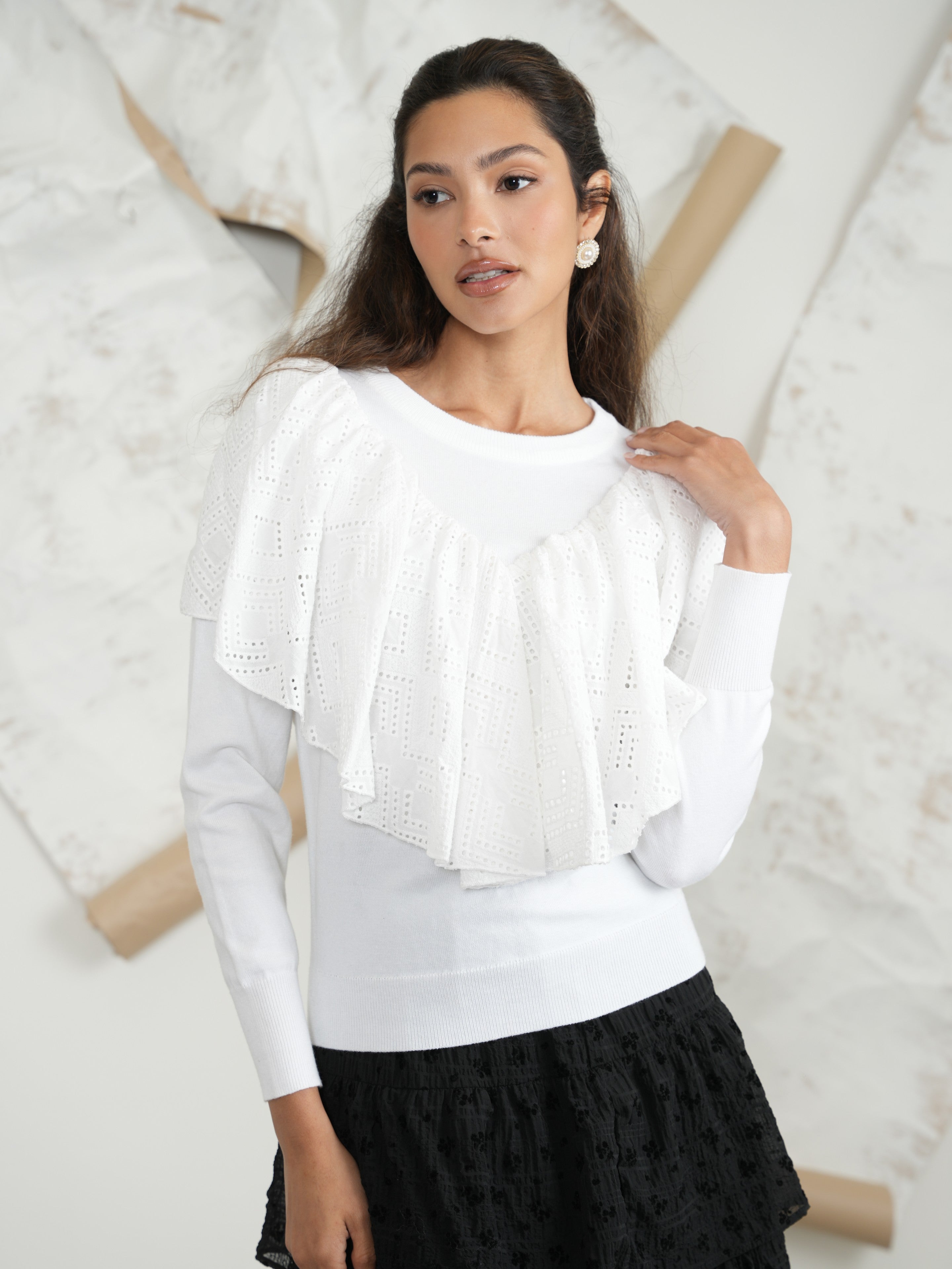 Eyelet Ruffle Top