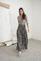 Print Pleated Buttons Skirt