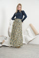 Print Pleated Buttons Skirt