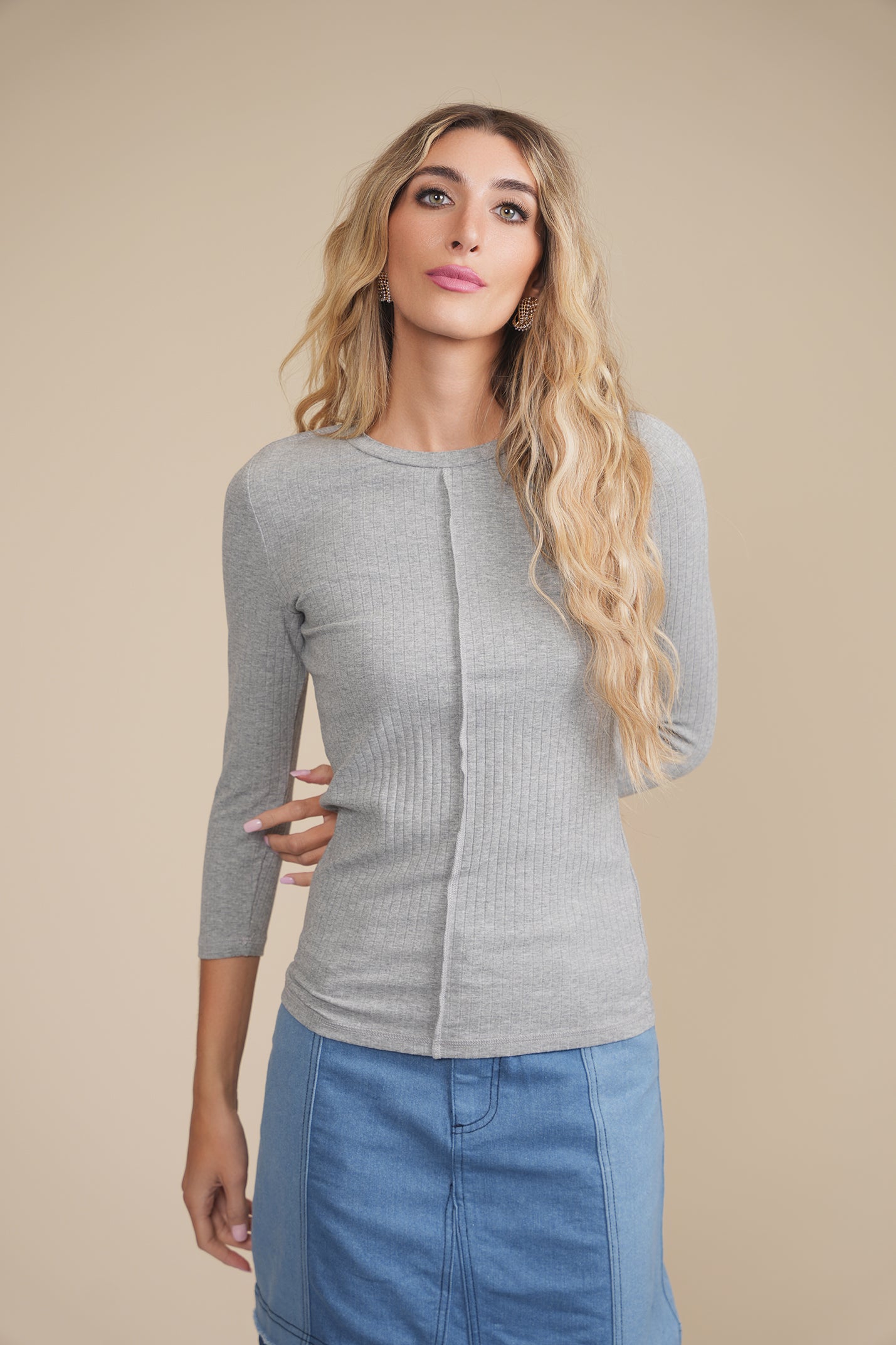 Wide Rib 3/4 Sleeve Tee