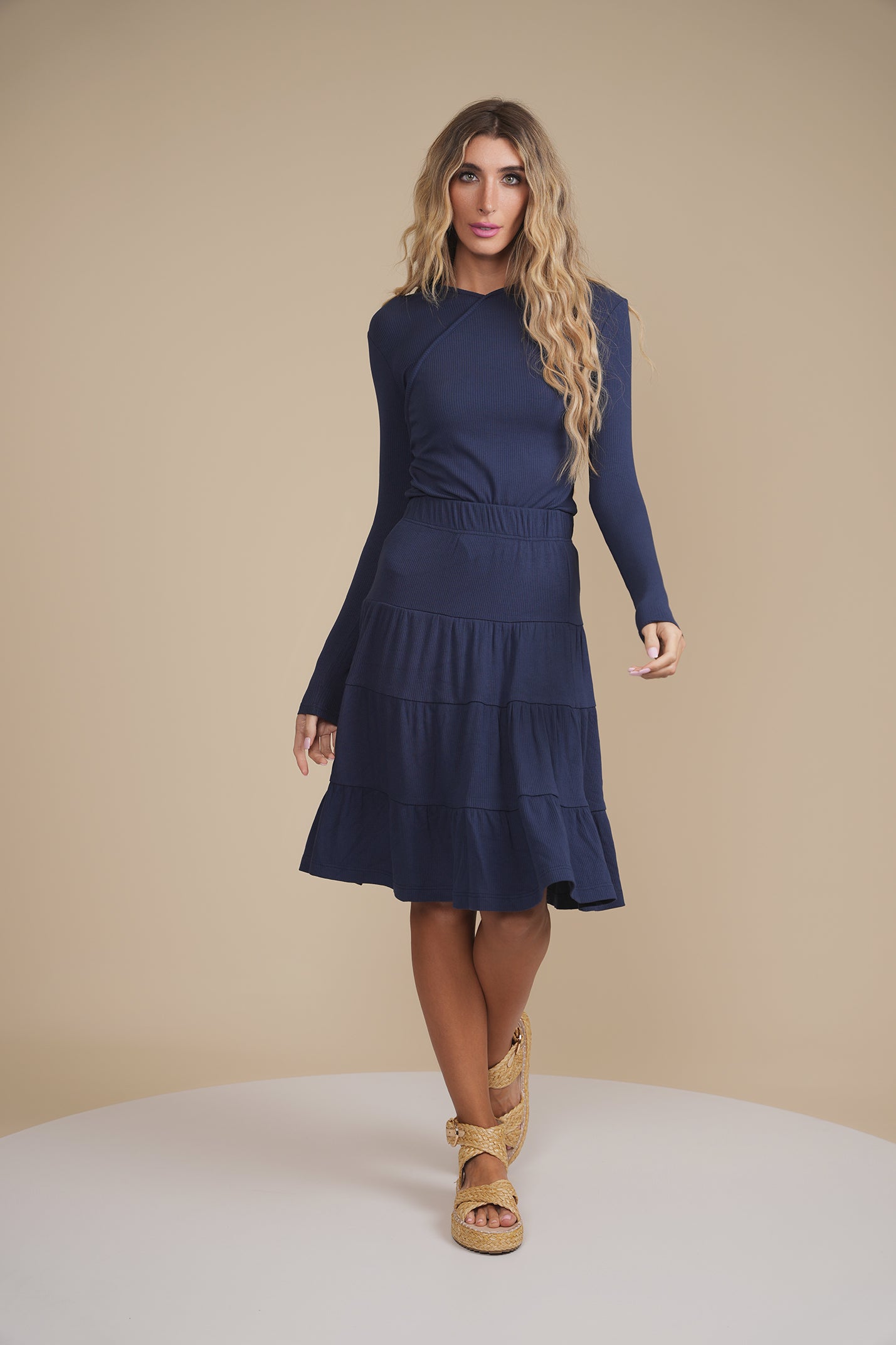 Soft Rib Tiered Skirt