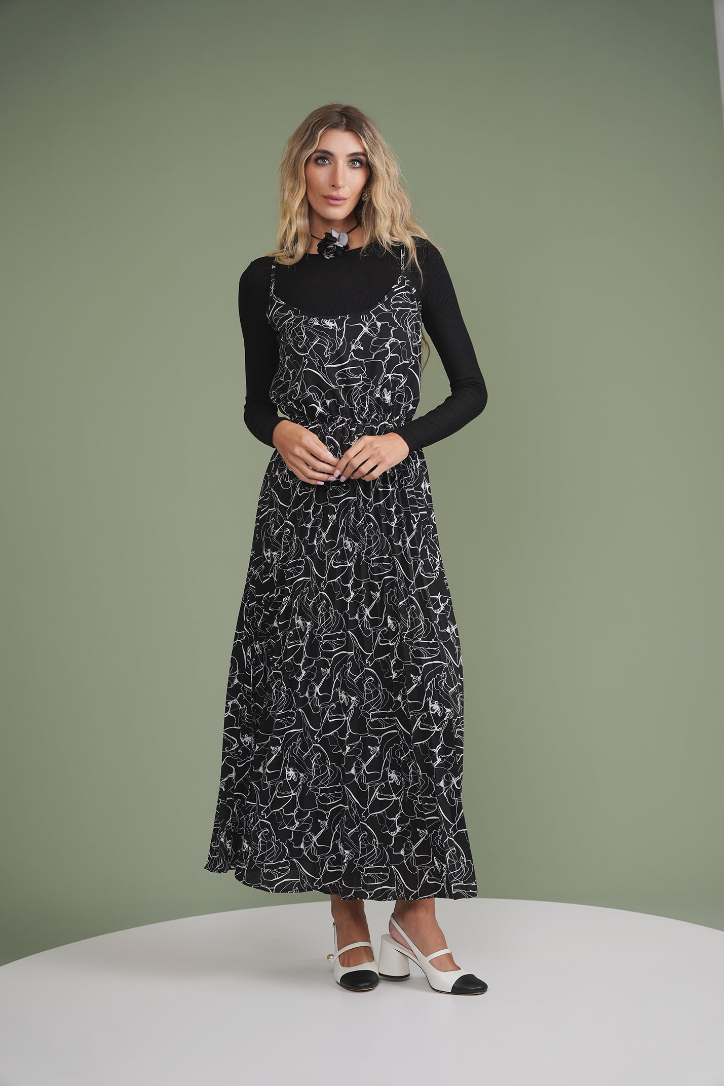 Pleated Slip Dress