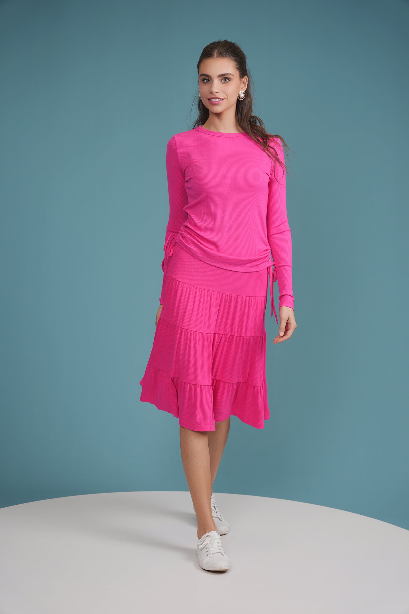 Soft Rib Tiered Skirt