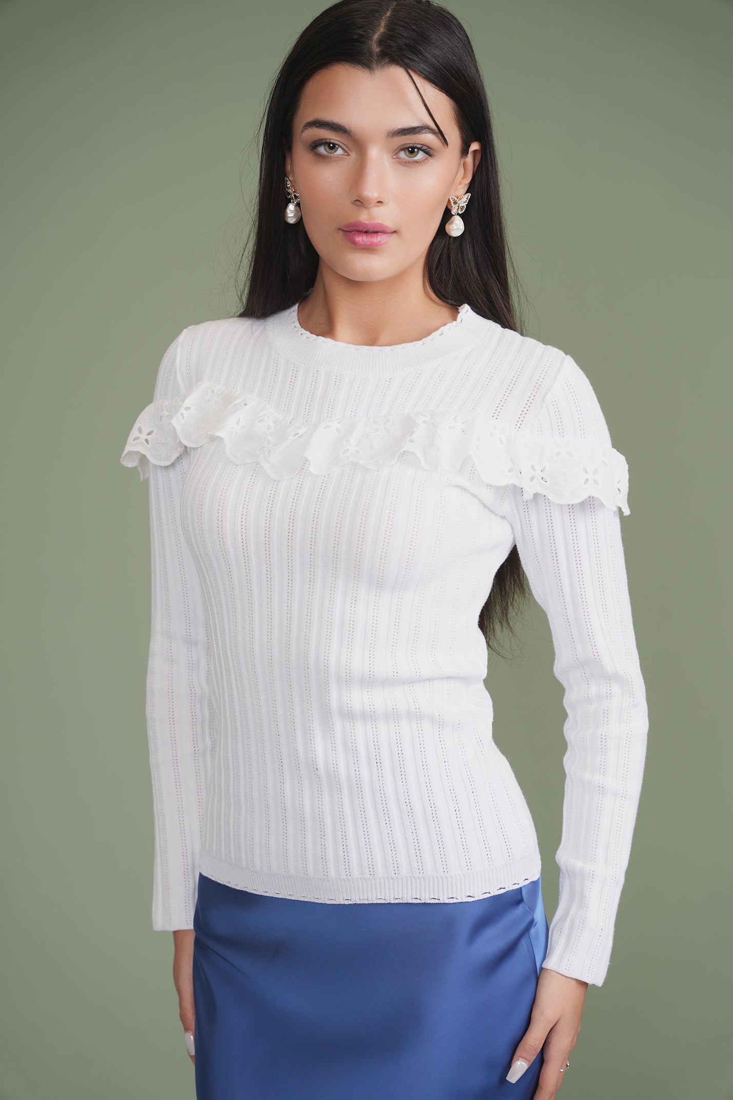 Crochet & Eyelet Knit Top – udelny.com