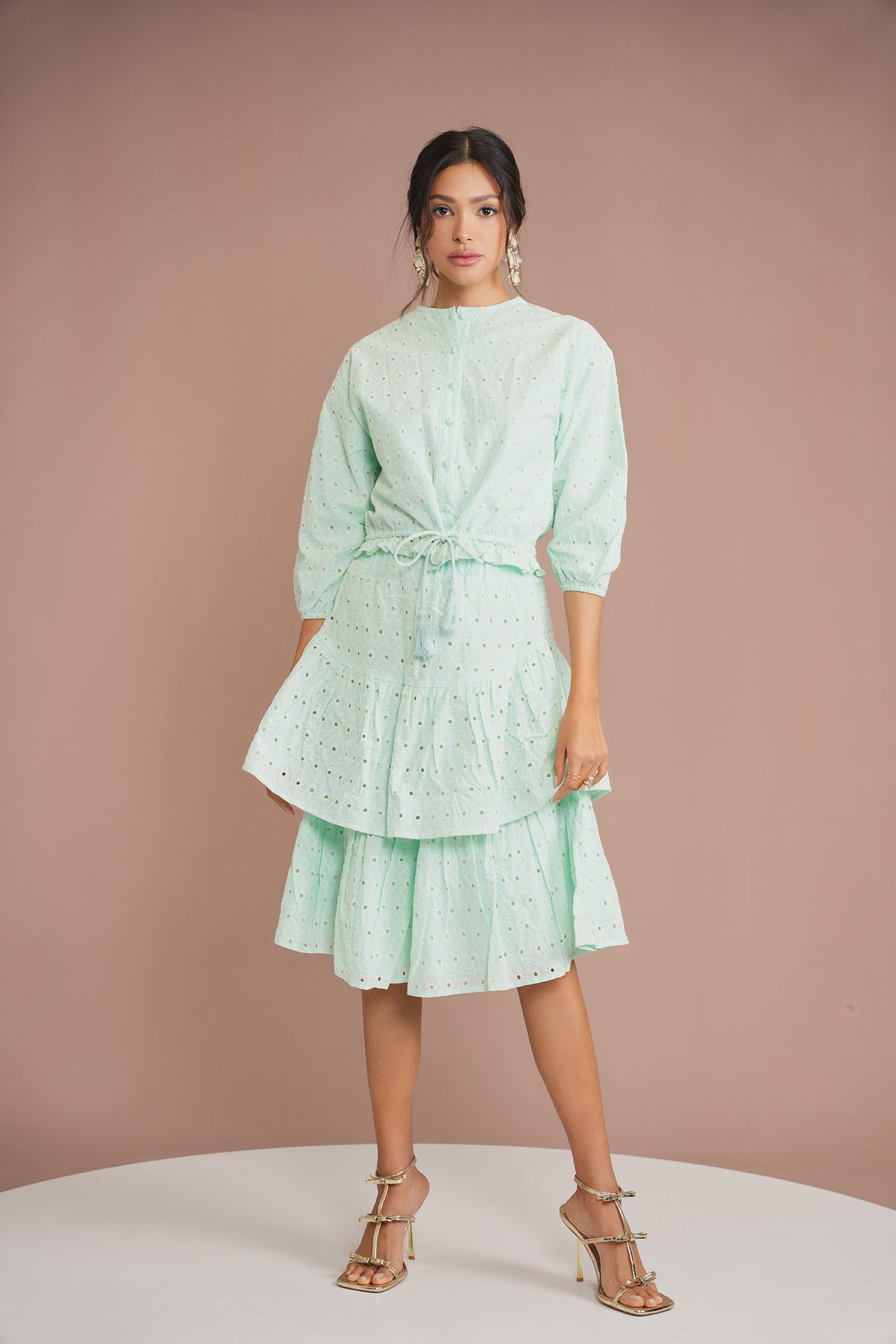 Eyelet Tiered Skirt – udelny.com