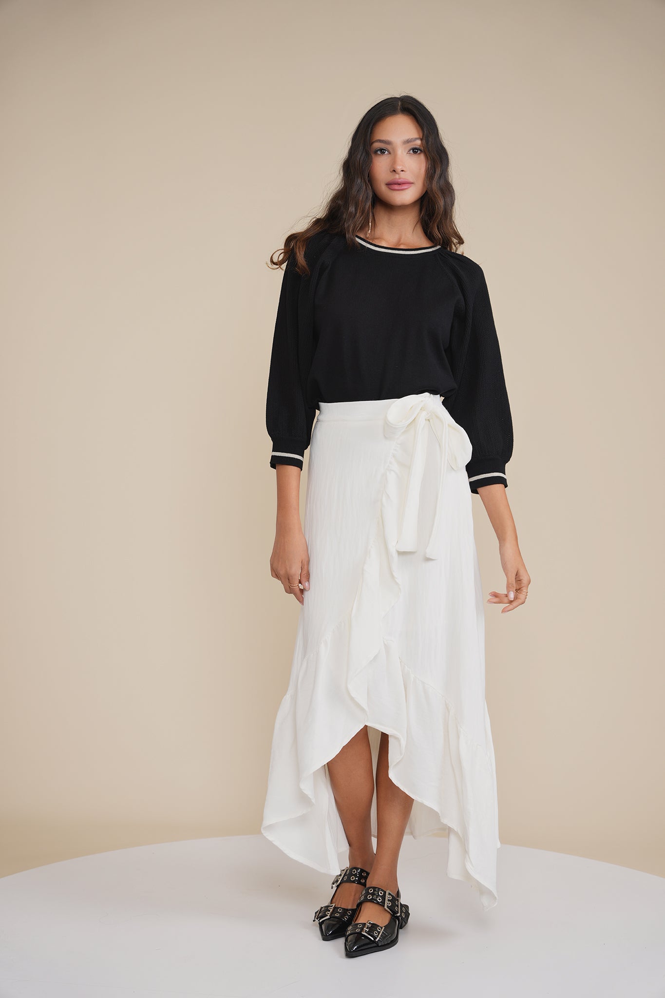 Shop Polka dot print georgette wrap skirt | eShakti