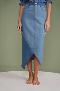 Colorblock Denim Skirt