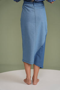 Colorblock Denim Skirt