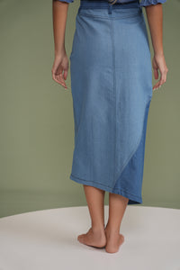 Colorblock Denim Skirt