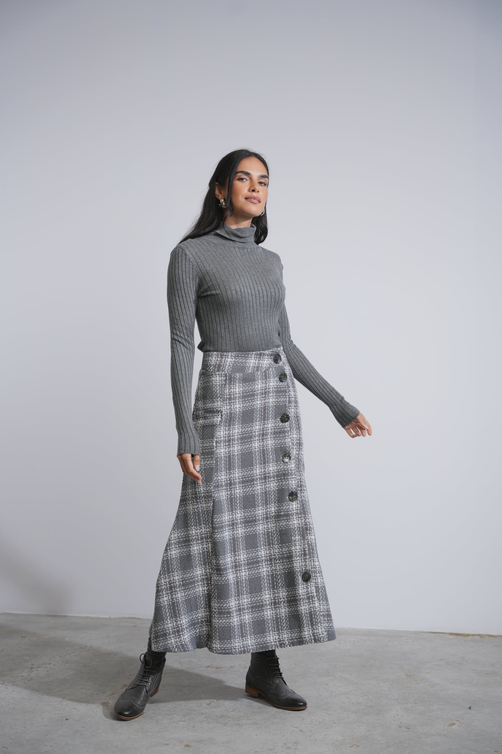 Pattern Button Skirt