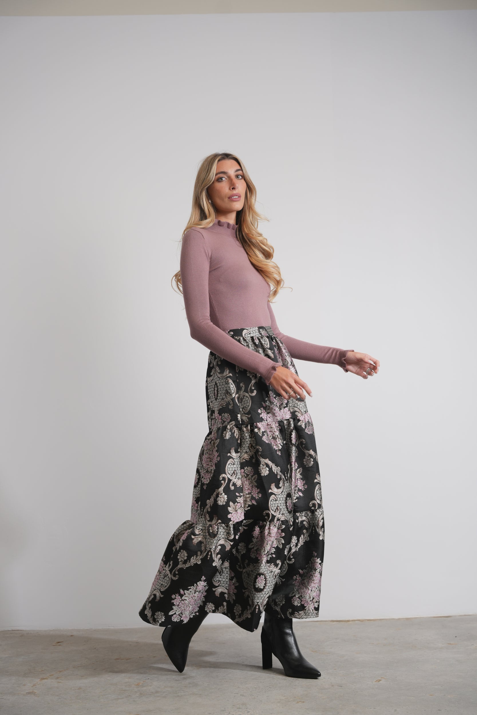 【EEUN】Raven Drape Skirt The Rebecca Puff Tiered Skirt – udelny.com