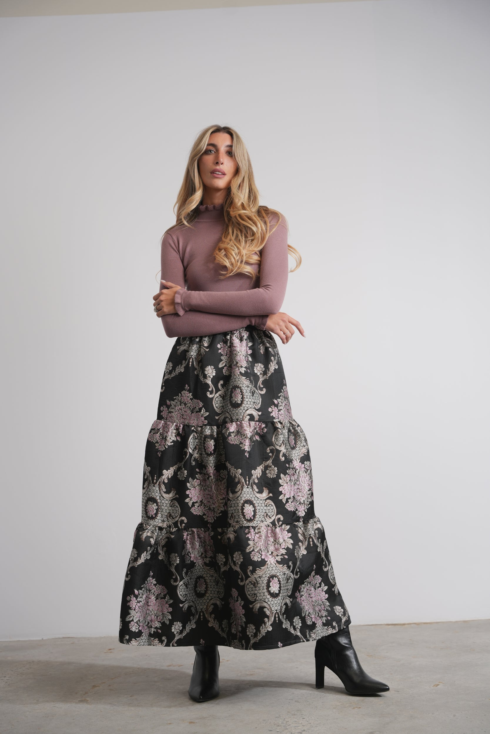 Soft Ruffle Mock Neck