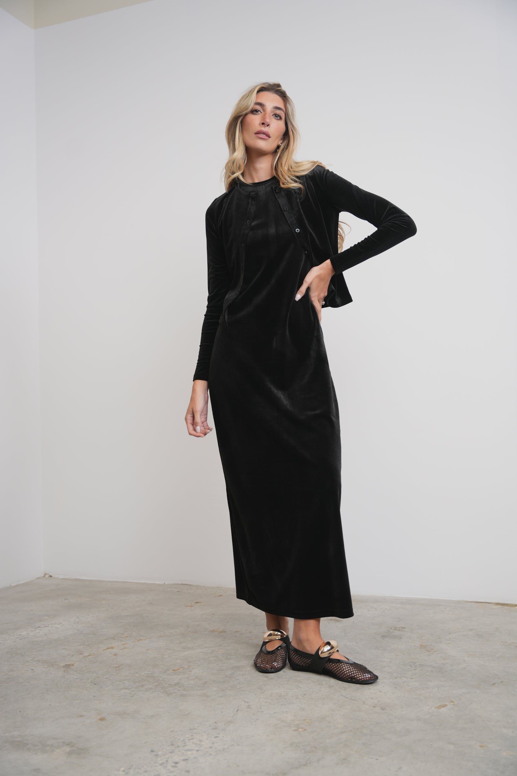 Velour Sleeveless Dress – udelny.com
