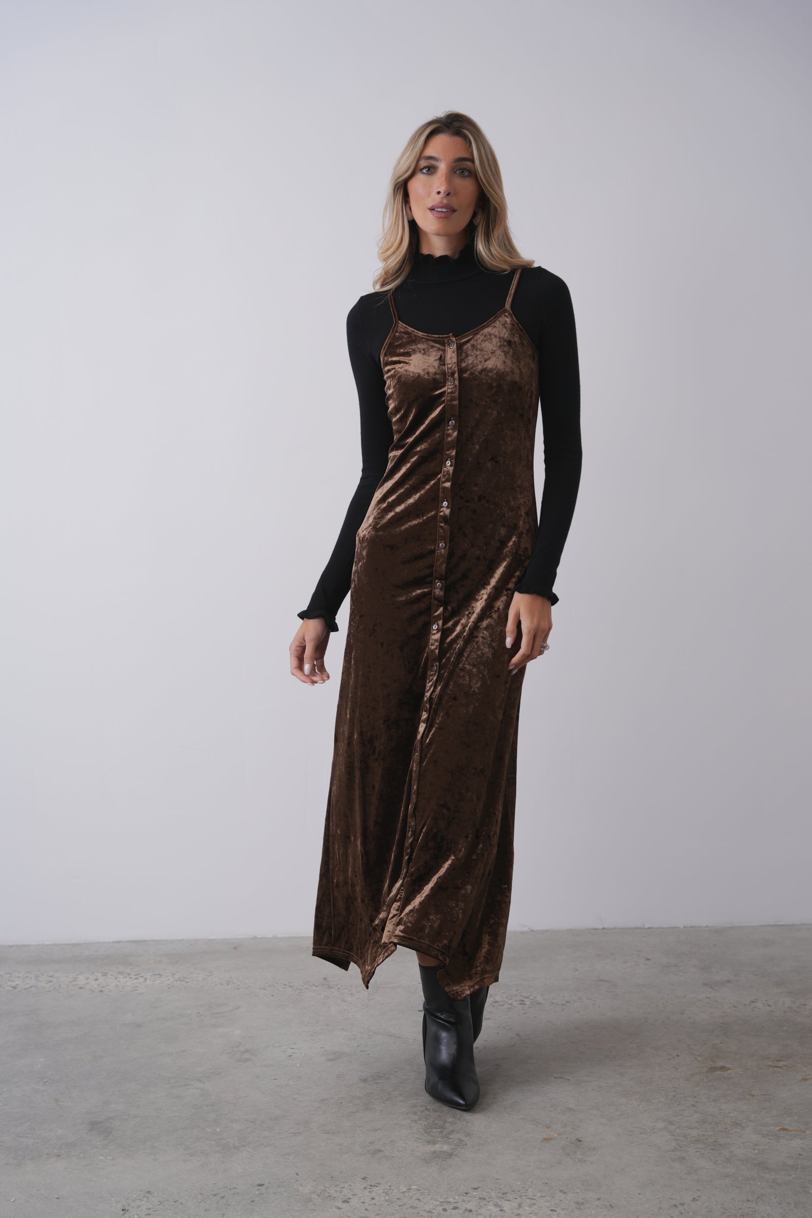 Crushed Velvet Slip Dress –