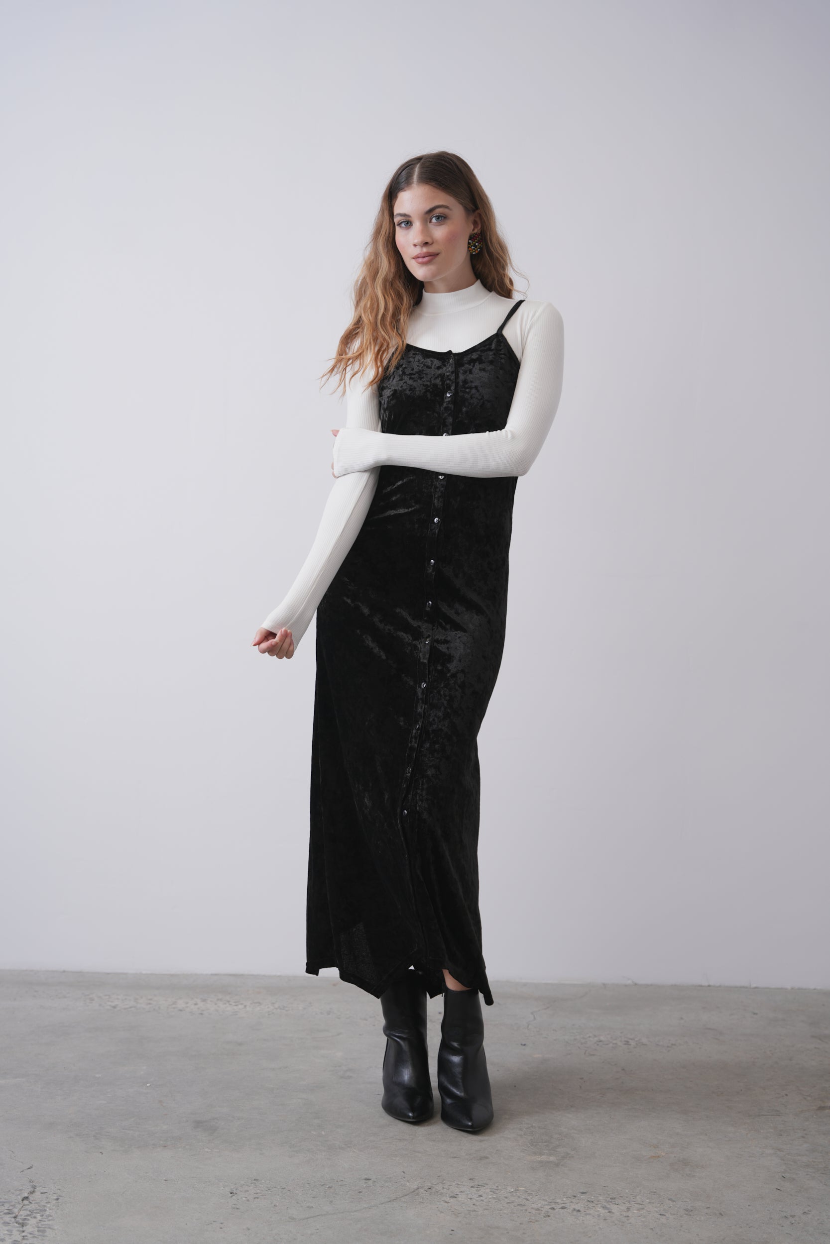 ANDRESED drape velour dress ブラックSサイズ drape velour dress | ANDRESD