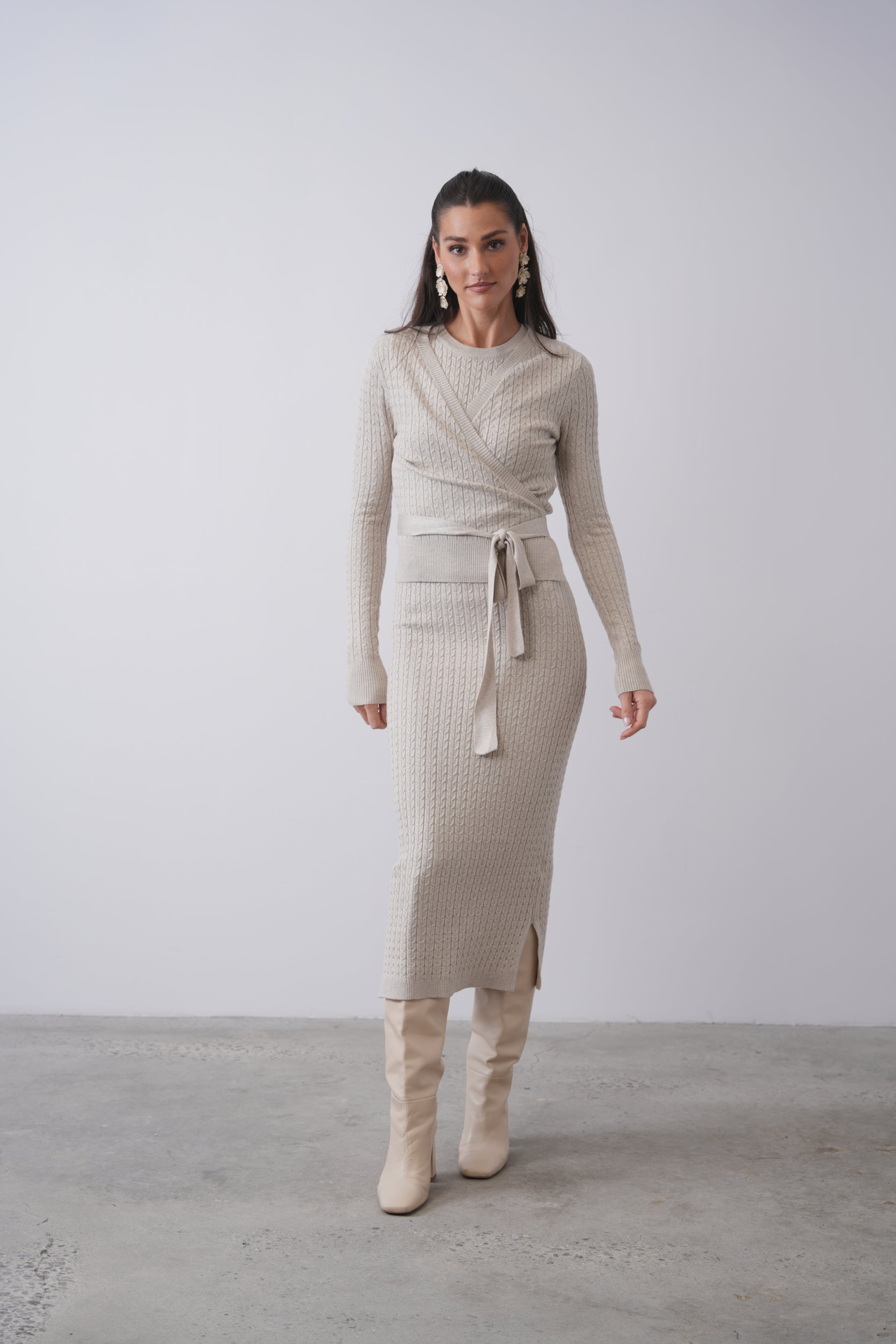 Cable Knit Sleeveless Dress – udelny.com
