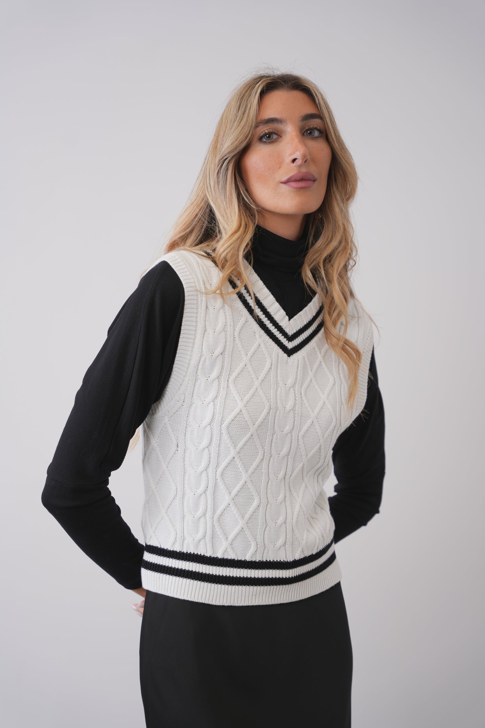 The Jackie Varsity V Neck Vest