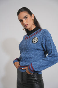 The Jackie Varsity V Neck Sweater
