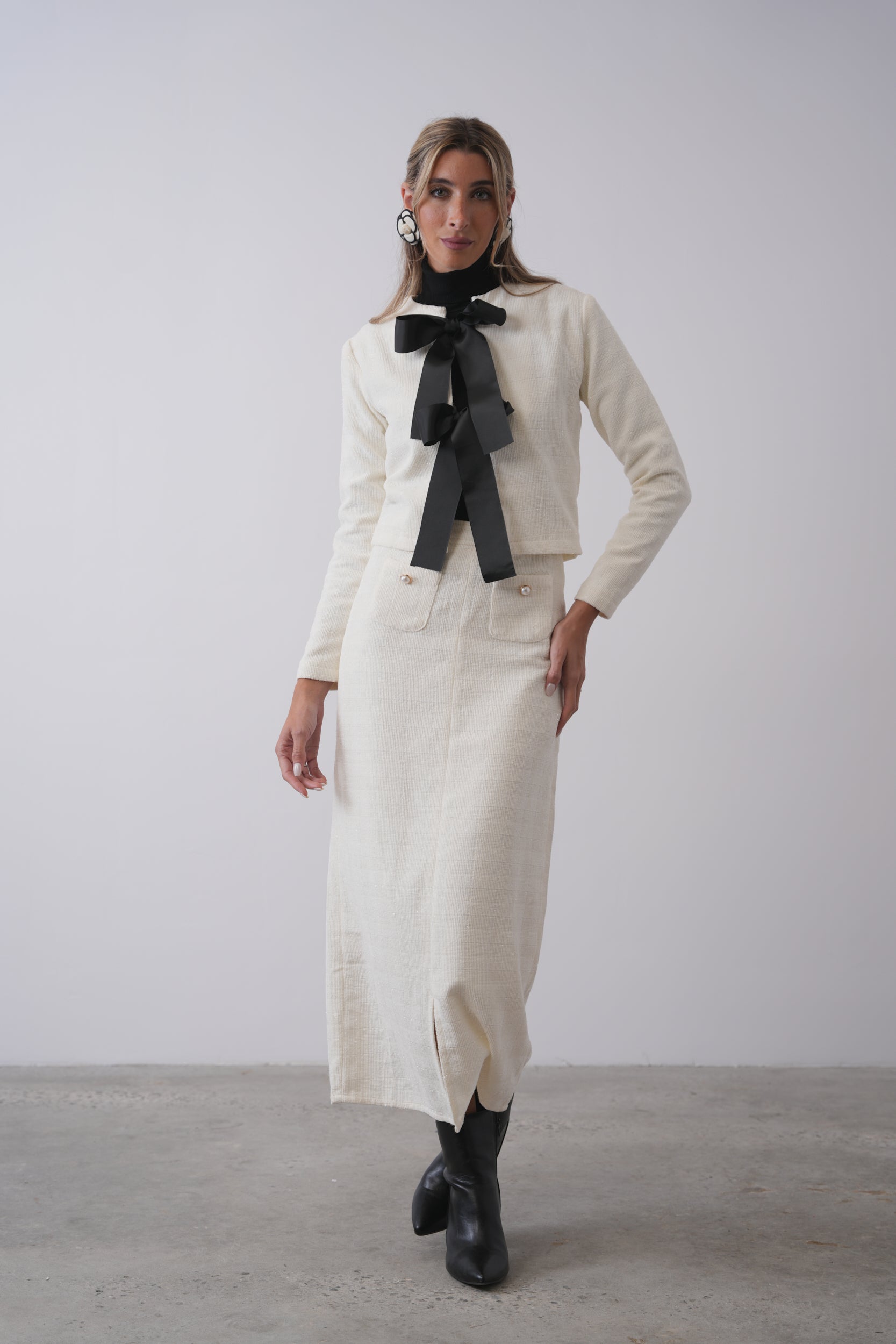 Tweed Skirt With Slit – udelny.com