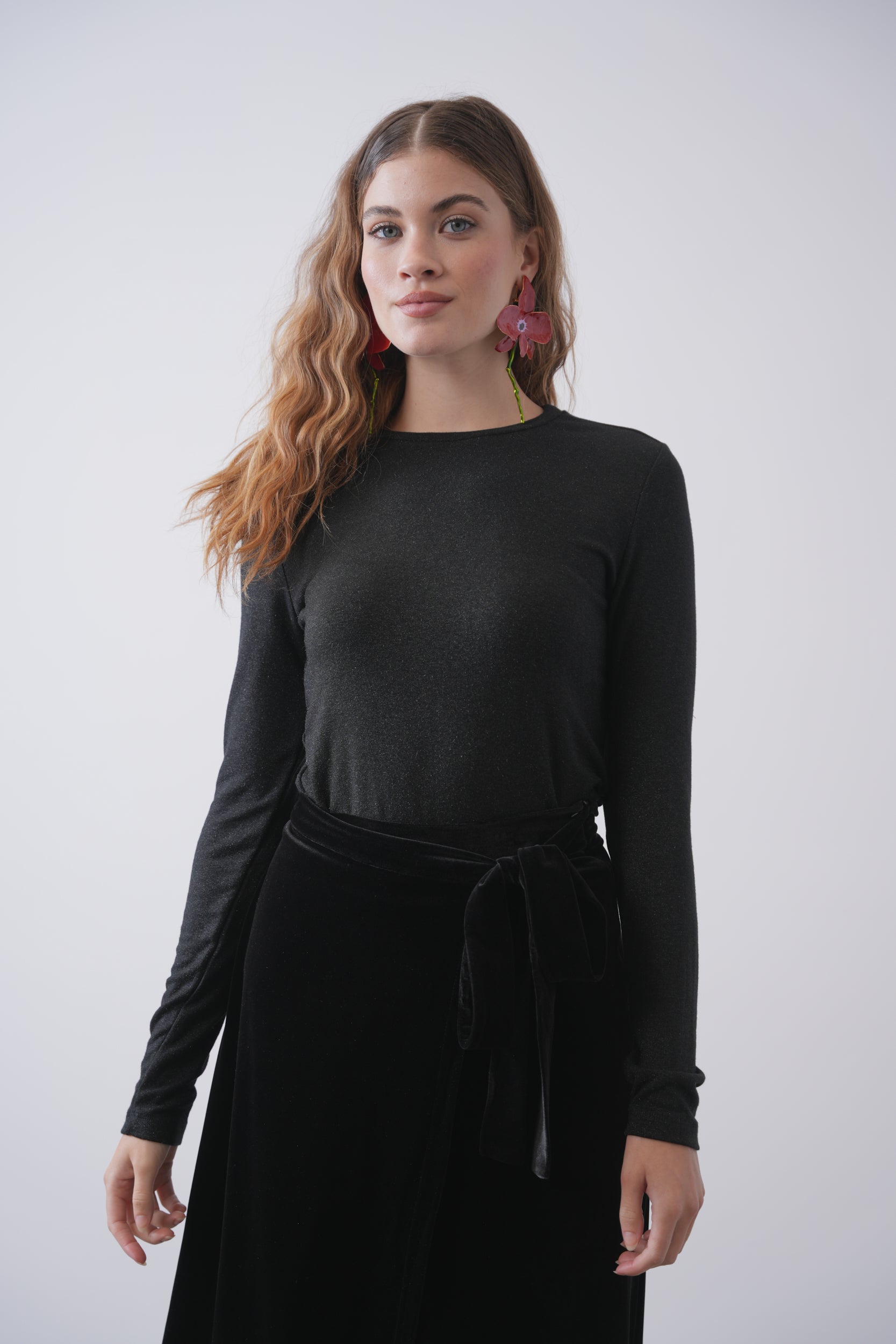 Metallic Speckled Soft Cew Neck