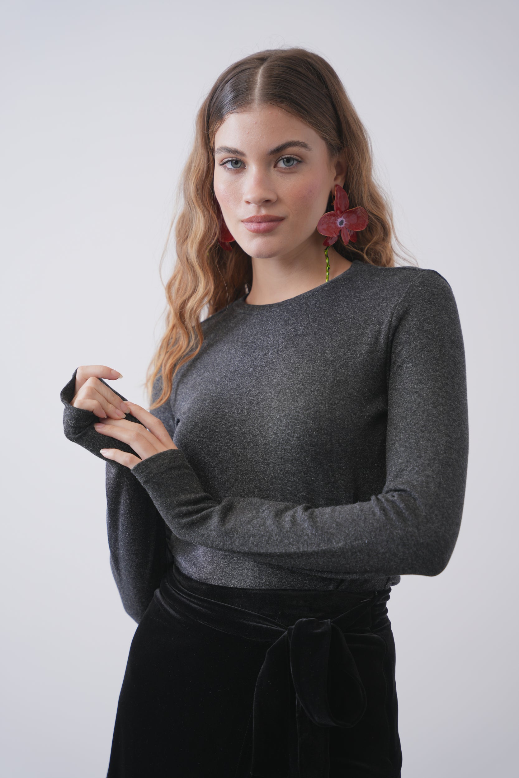 Metallic Speckled Soft Cew Neck