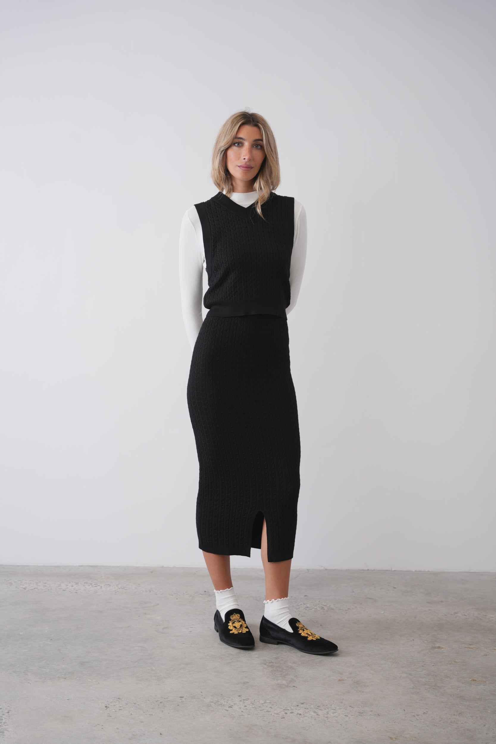 スカート Essential Cable Knit Skirt gray M Cable-Knit Mini Skirt - Gray melange - Ladies | H&M US