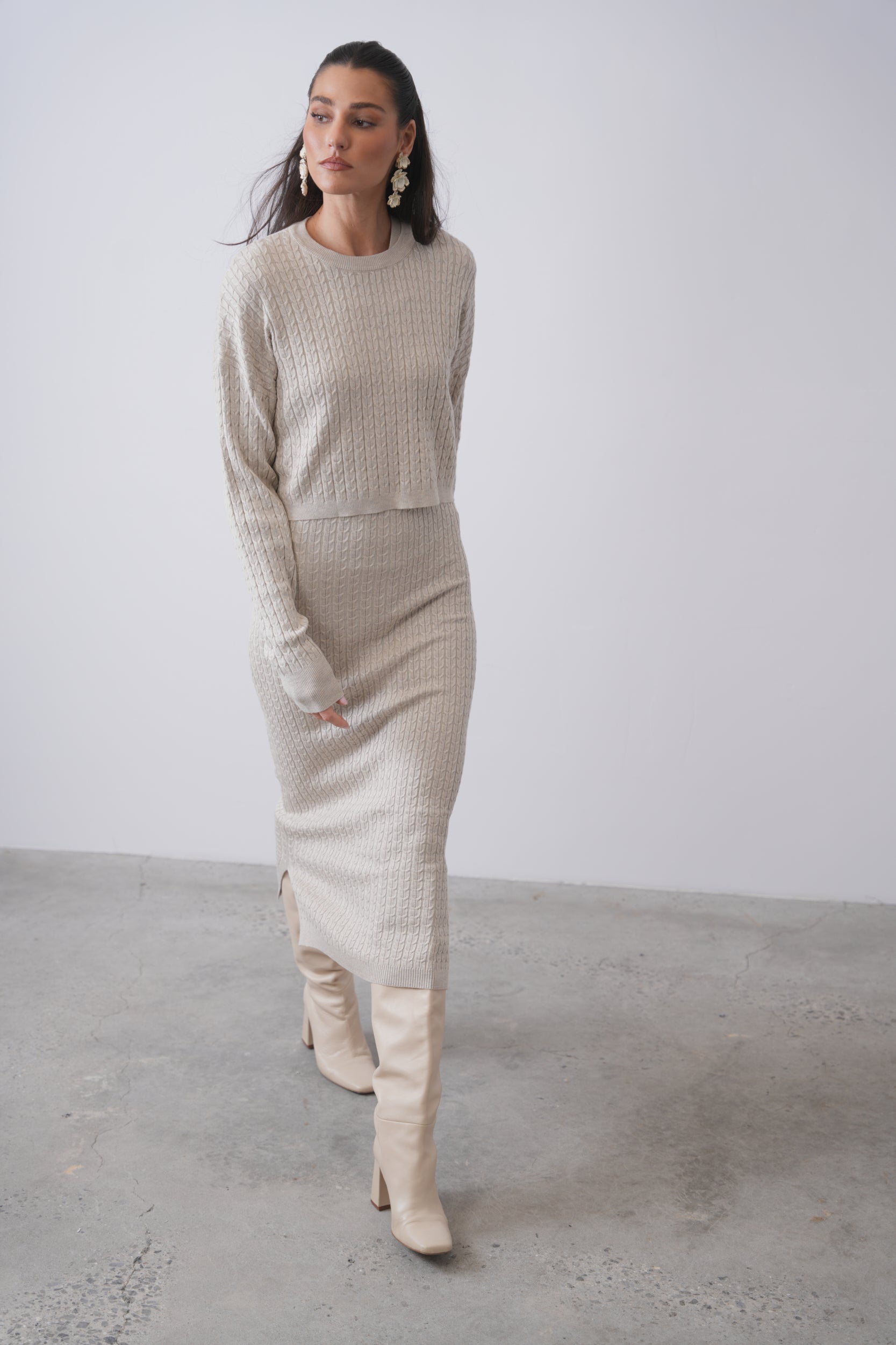 Cable Knit Sleeveless Dress – udelny.com