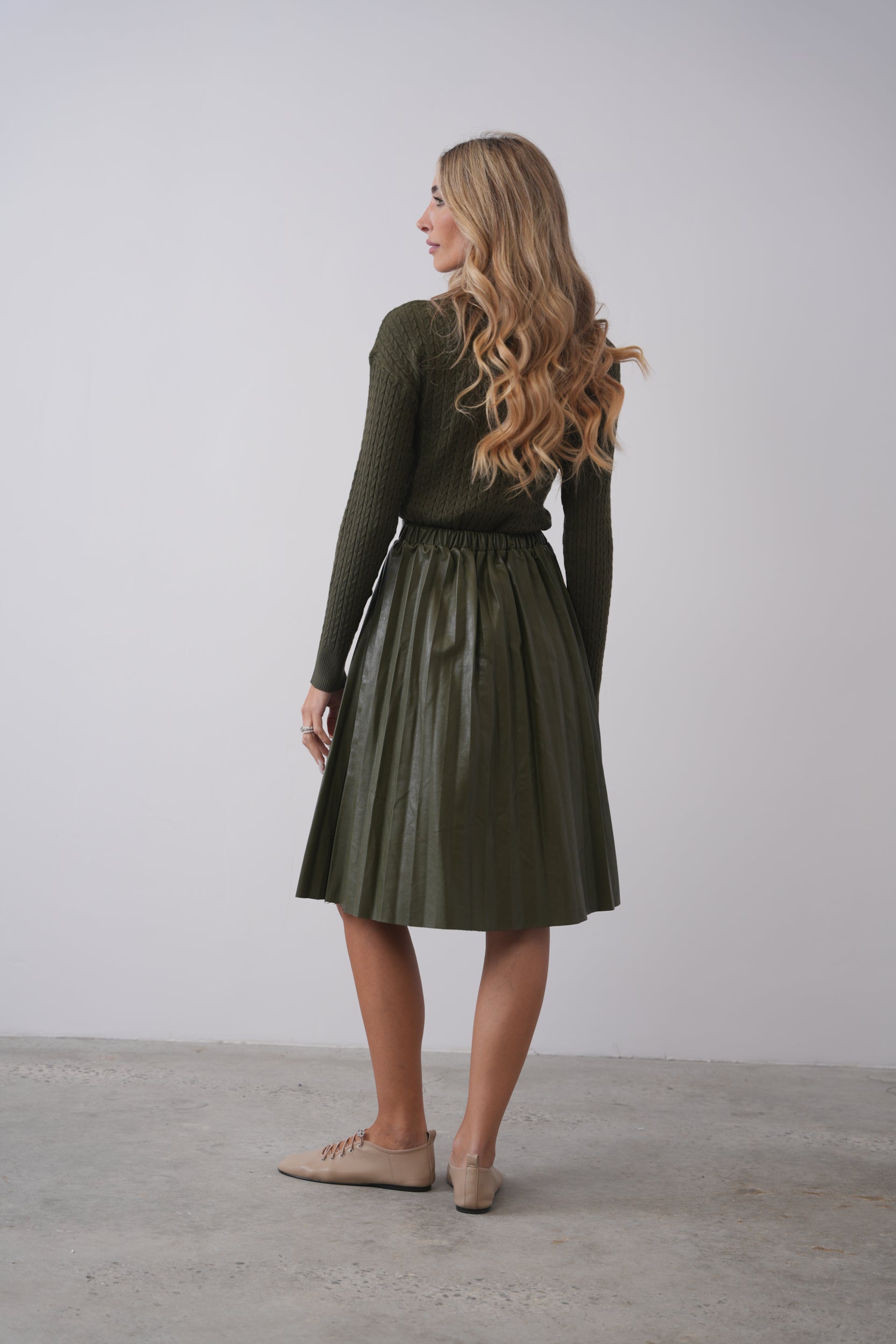 【U LAN】Nordic Tiered Leather Skirt High-waisted skirt Leather Kallan Brown – Nonchalant Label