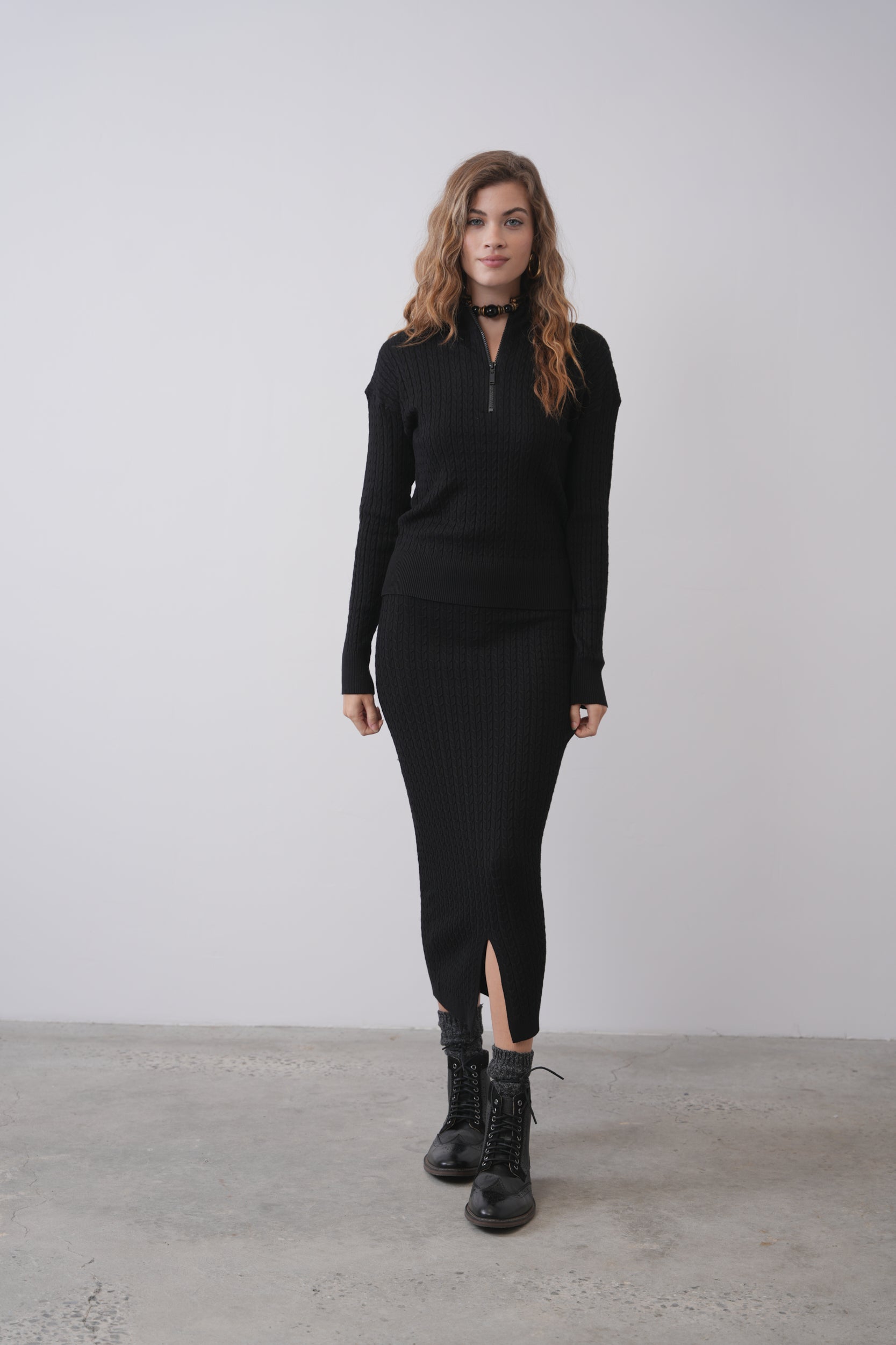 Cable Knit Half Zip Sweater – udelny.com