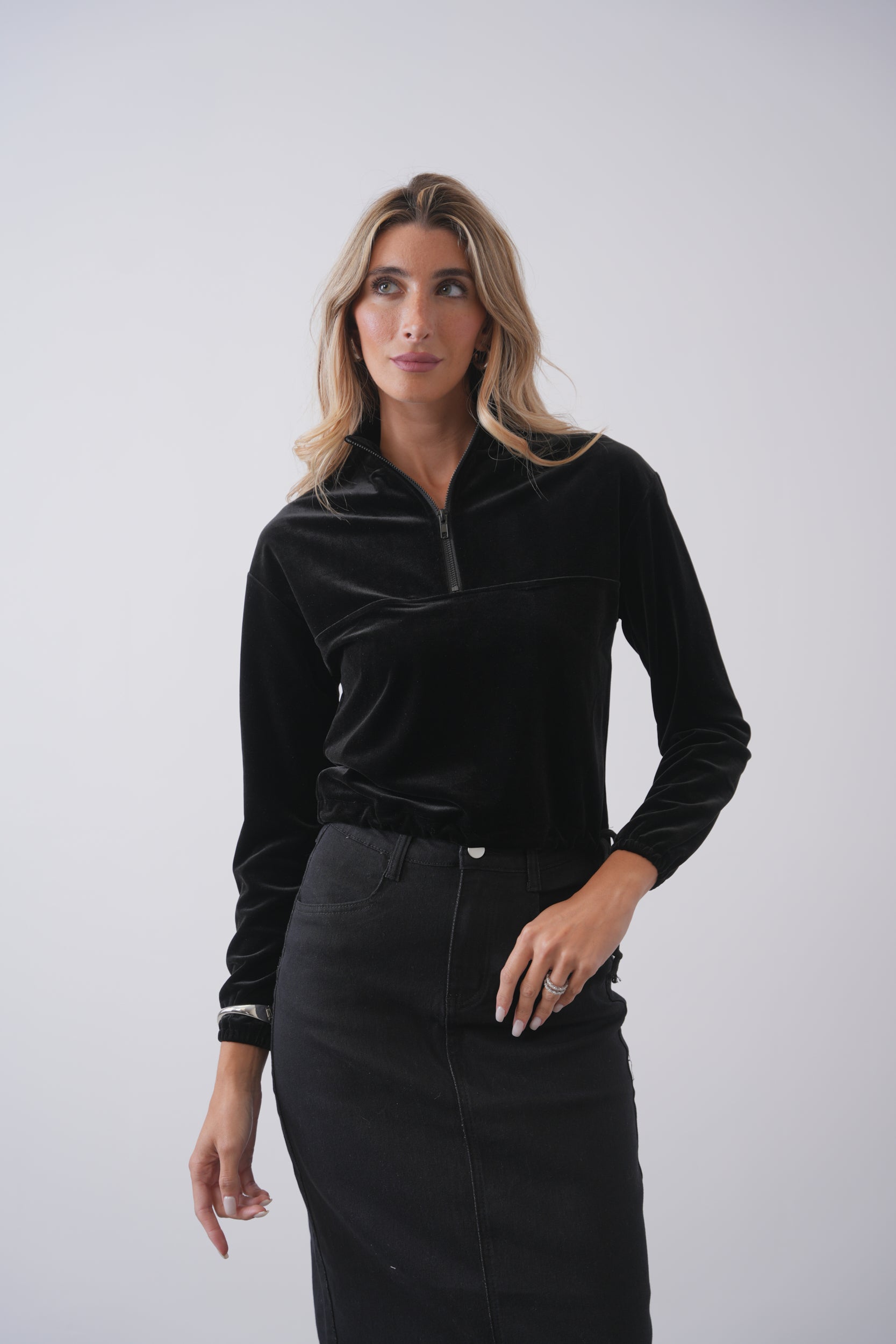 Velour Half Zip Sweatshirt – udelny.com